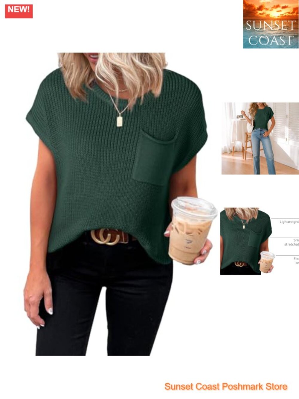 Dokotoo Women's Short Sleeve Tunic Top Knit Loose Fit Casual Sweater